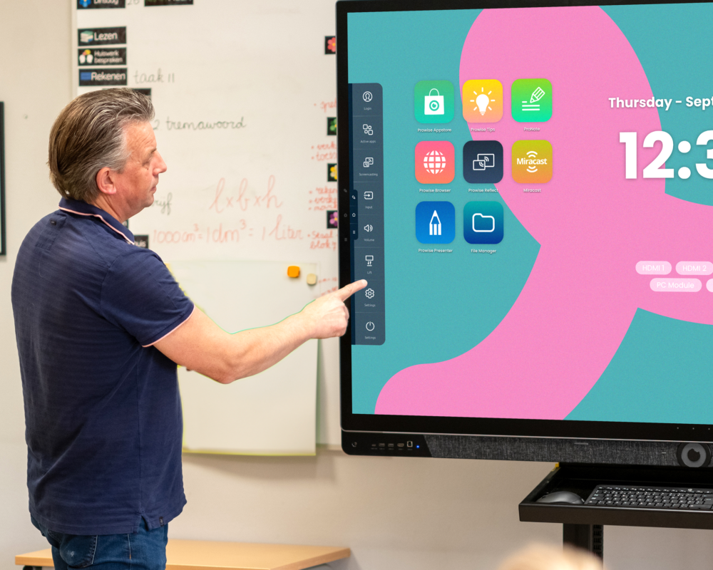 Product Security Teacher busy on Prowise Touchscreen